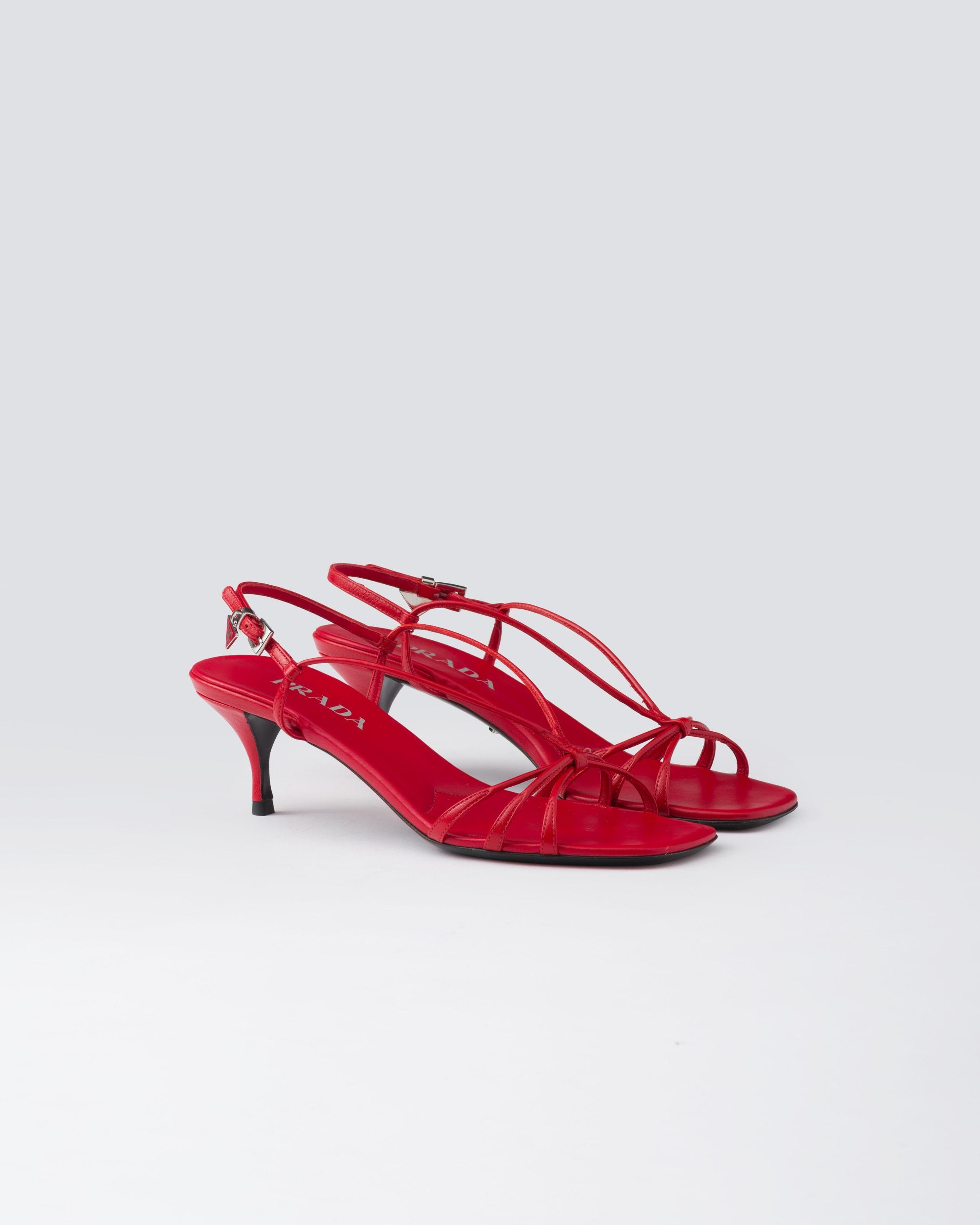 PRADA Women's Heeled Leather Sandals In Red Product Image