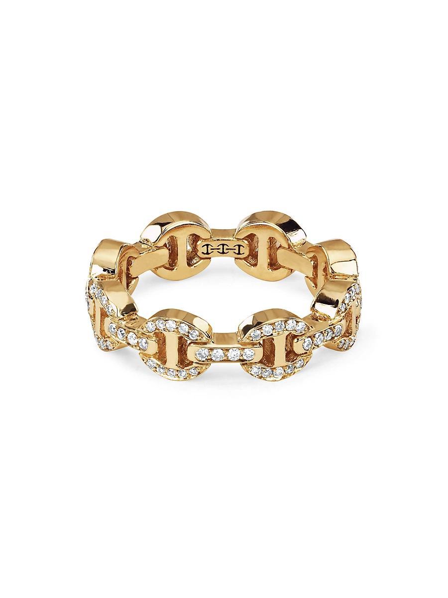 Womens 18K Yellow Gold & 0.30 TCW Diamond Tri-Link Ring Product Image