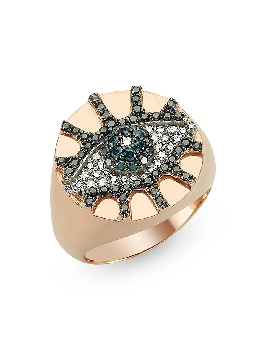 Womens Eye Light 14K Rose Gold & Multicolor Diamond Ring Product Image