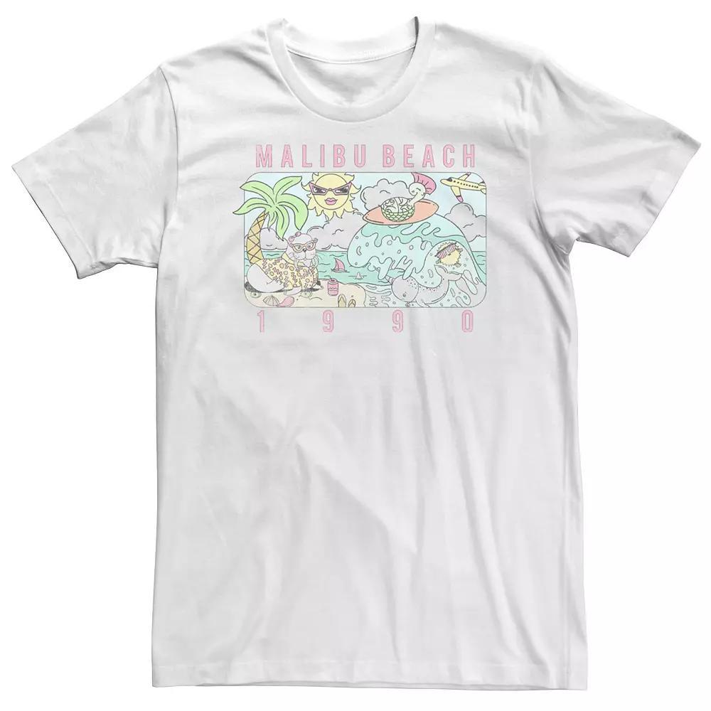 Big & Tall Malibu Beach 1990 Retro Cartoon Tee, Men's,  Product Image