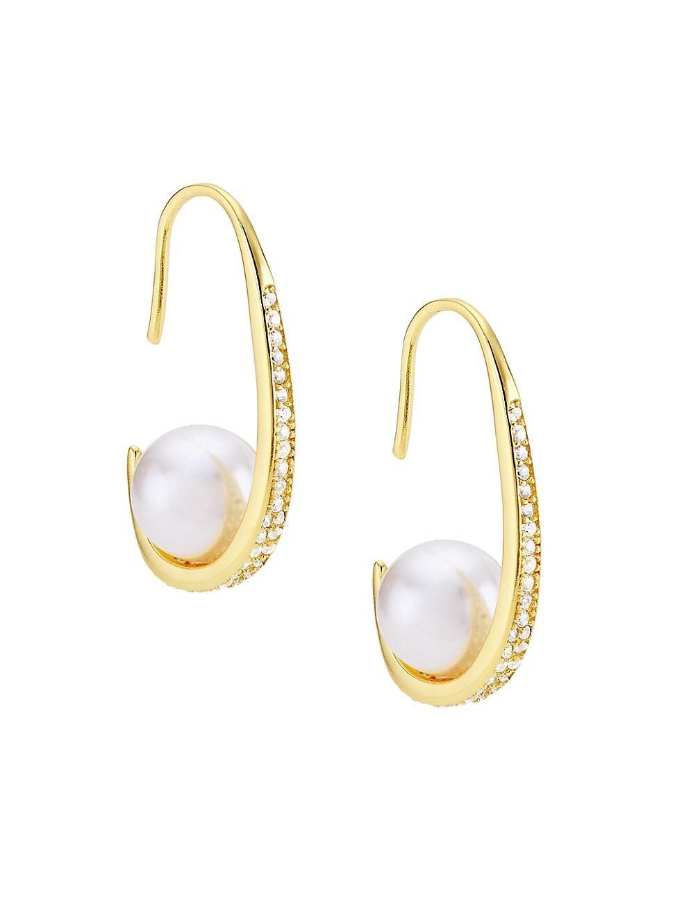 Shashi Michelle Crystal & Pearl Drop Earrings Product Image