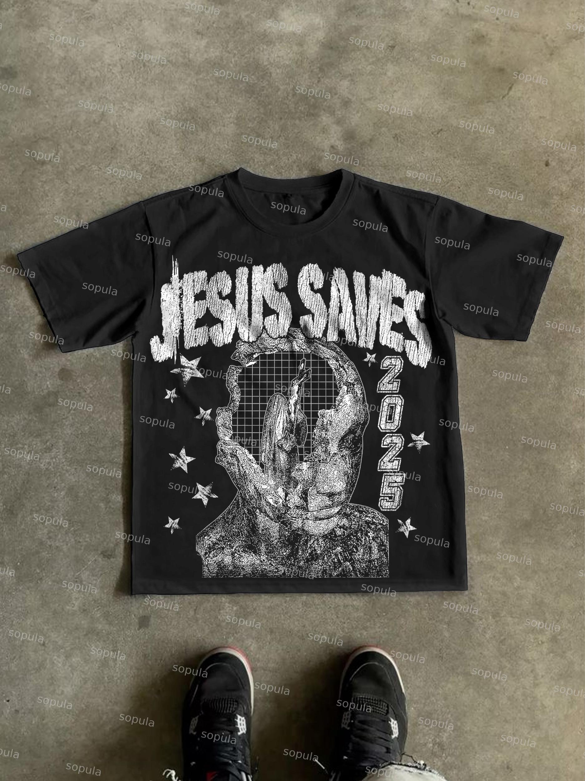 Jesus Saves Abstract Graphic Cropped T-shirt Product Image