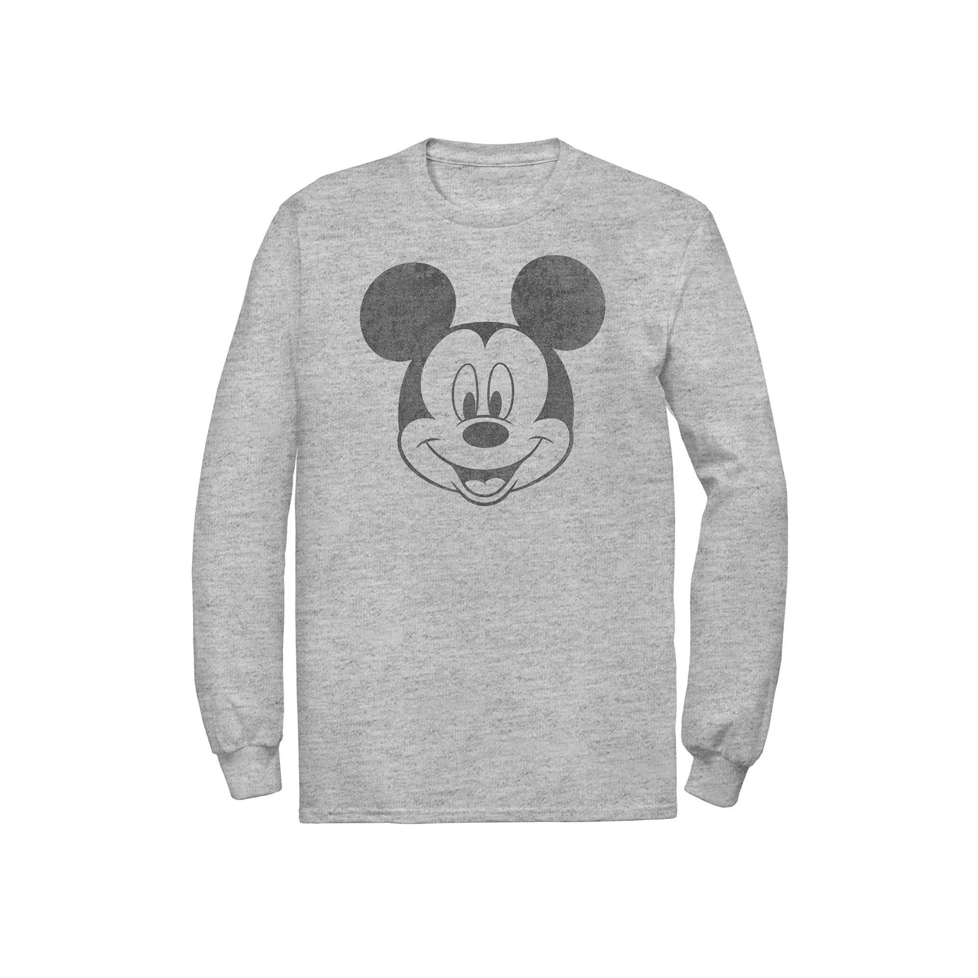 Disney's Mickey Mouse Big & Tall Black And White Portrait Long Sleeve, Men's, Size: 3XL, Athletic Grey Product Image