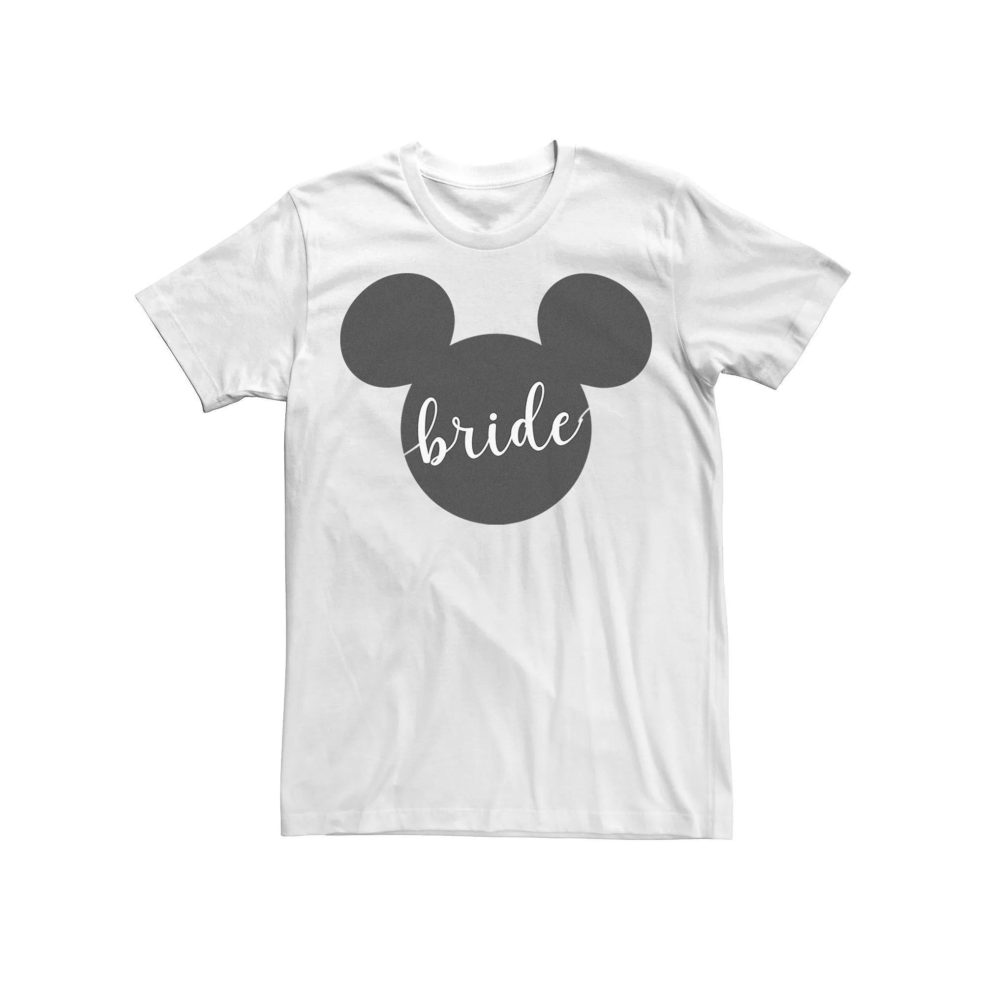 Disney's Mickey Mouse Head Silhouette Bride Cursive Text Men's Tee, Size: Large, White Product Image