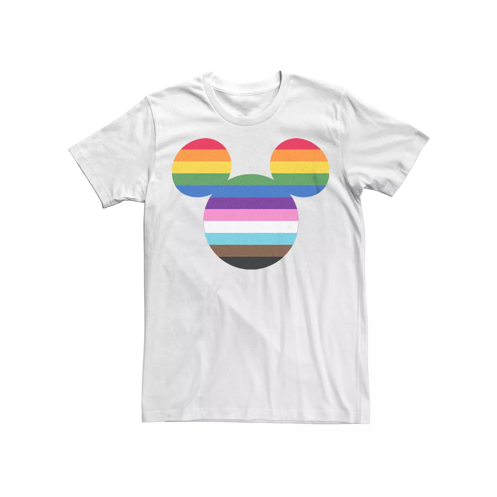 Disney's Mickey Mouse Men's Rainbow Stripe Filled Head Graphic Tee,  Product Image