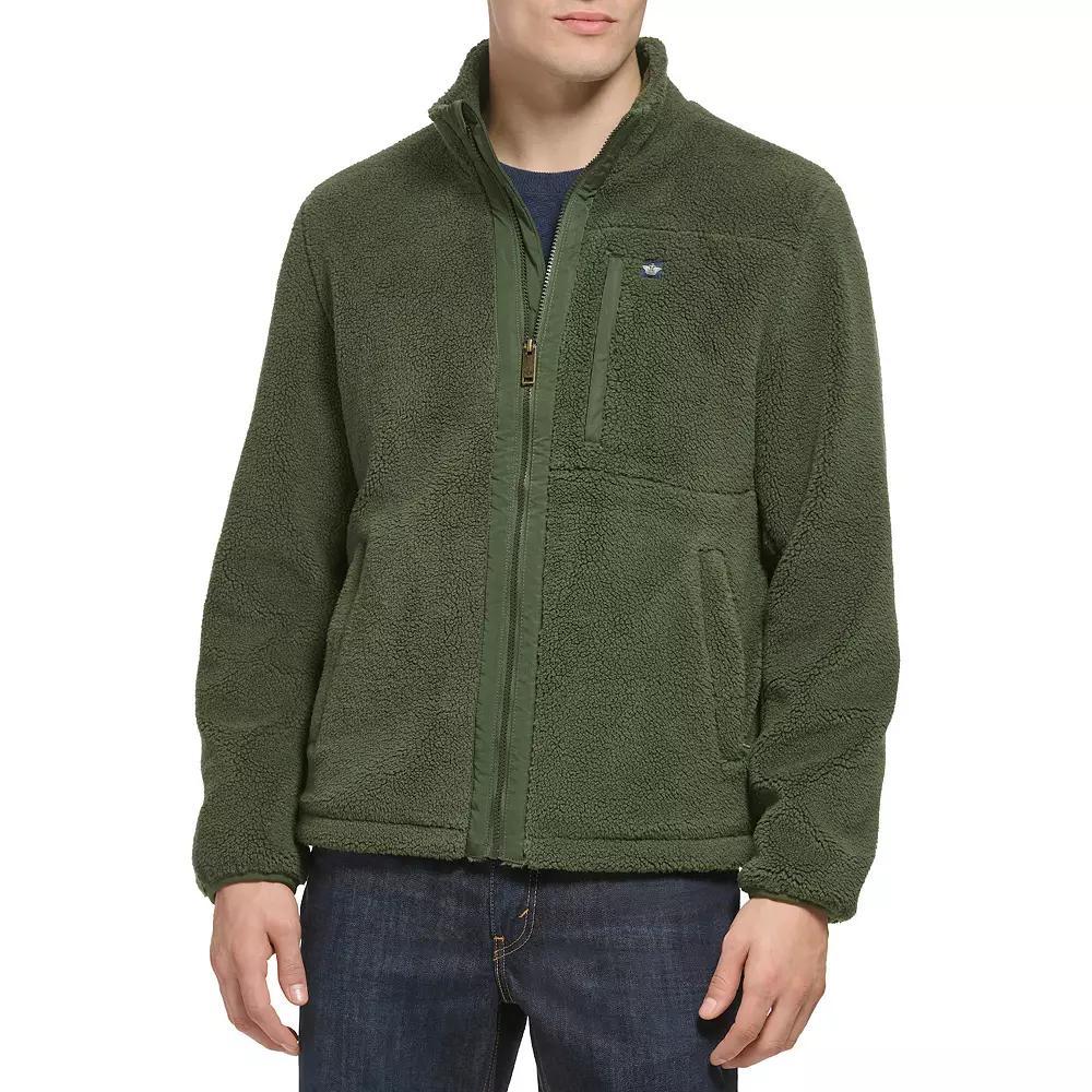 Mens Dockers Sherpa Zip Front Jacket Dark Green Product Image