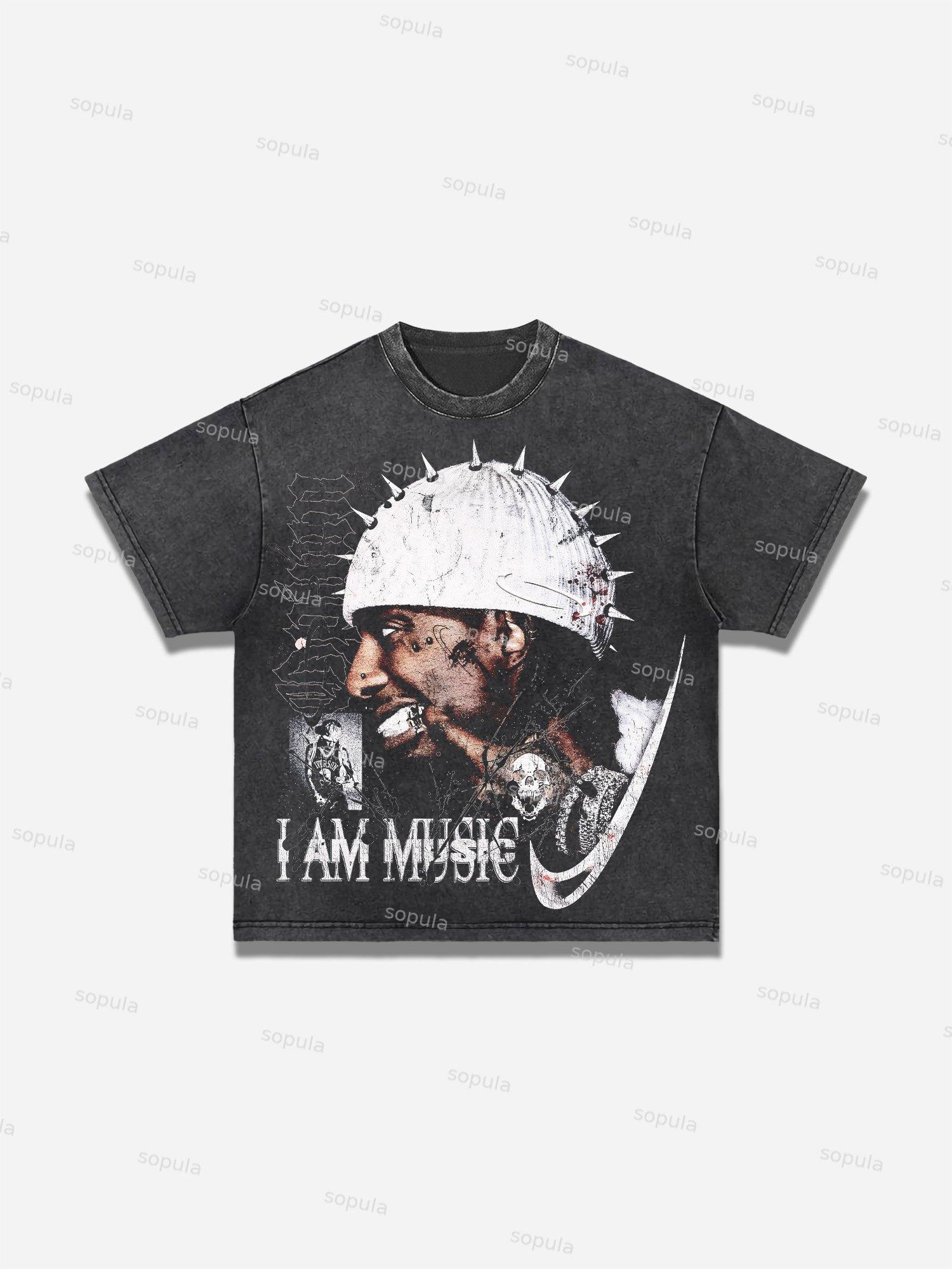 God Speed ​​skeleton Baseball Vintage Graphic Acid Wash T-shirt Product Image