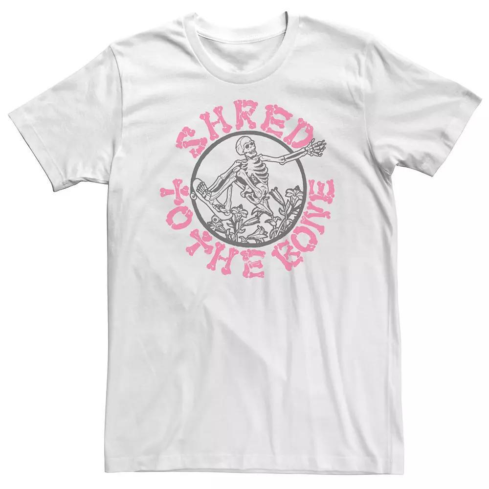 Big & Tall Trendy "Shred To The Bone" Skeleton Skateboard Tee, Men's,  Product Image