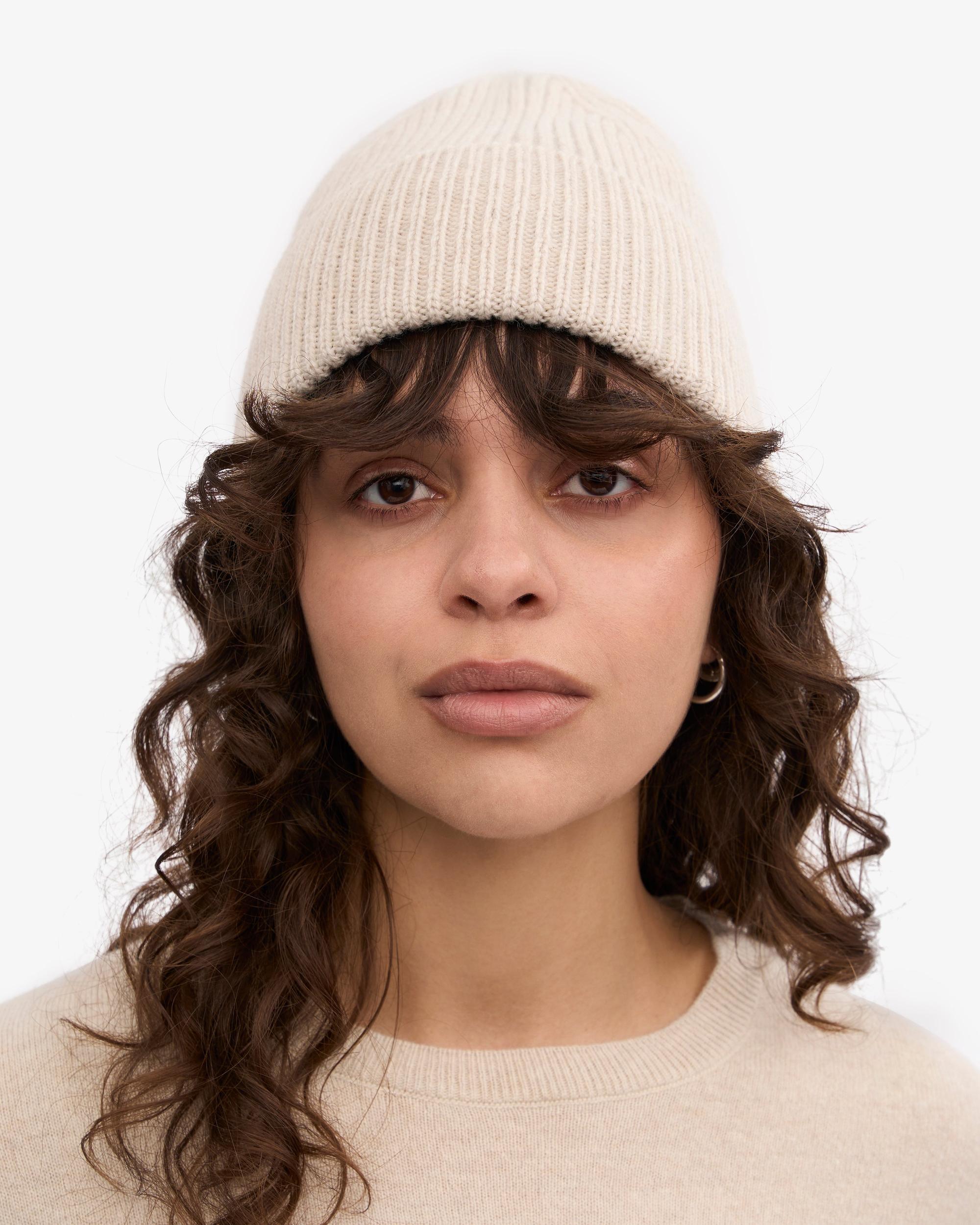 Merino Wool Beanie - Ivory White Product Image