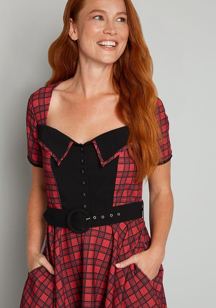 Love You Like Plaid Swing Dress Product Image