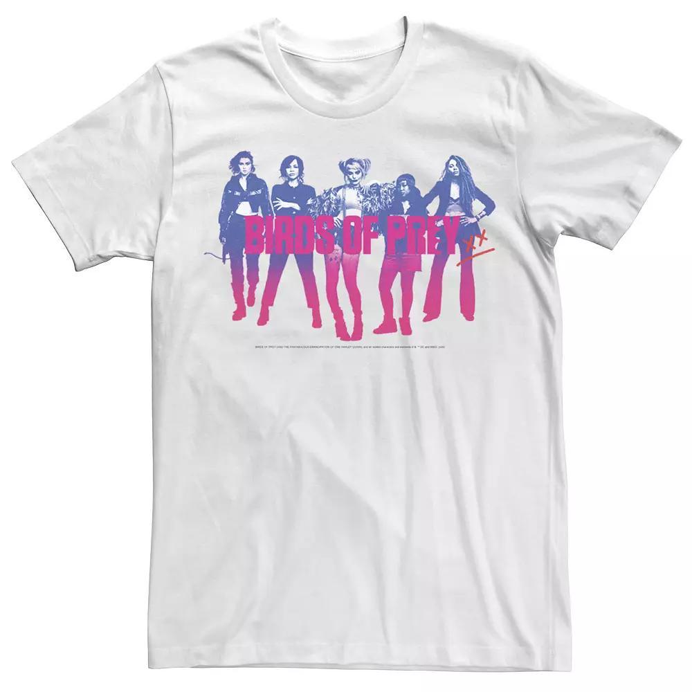 Men's Harley Quinn: Birds of Prey Gradient Girls Group Tee, Size: Small, White Product Image