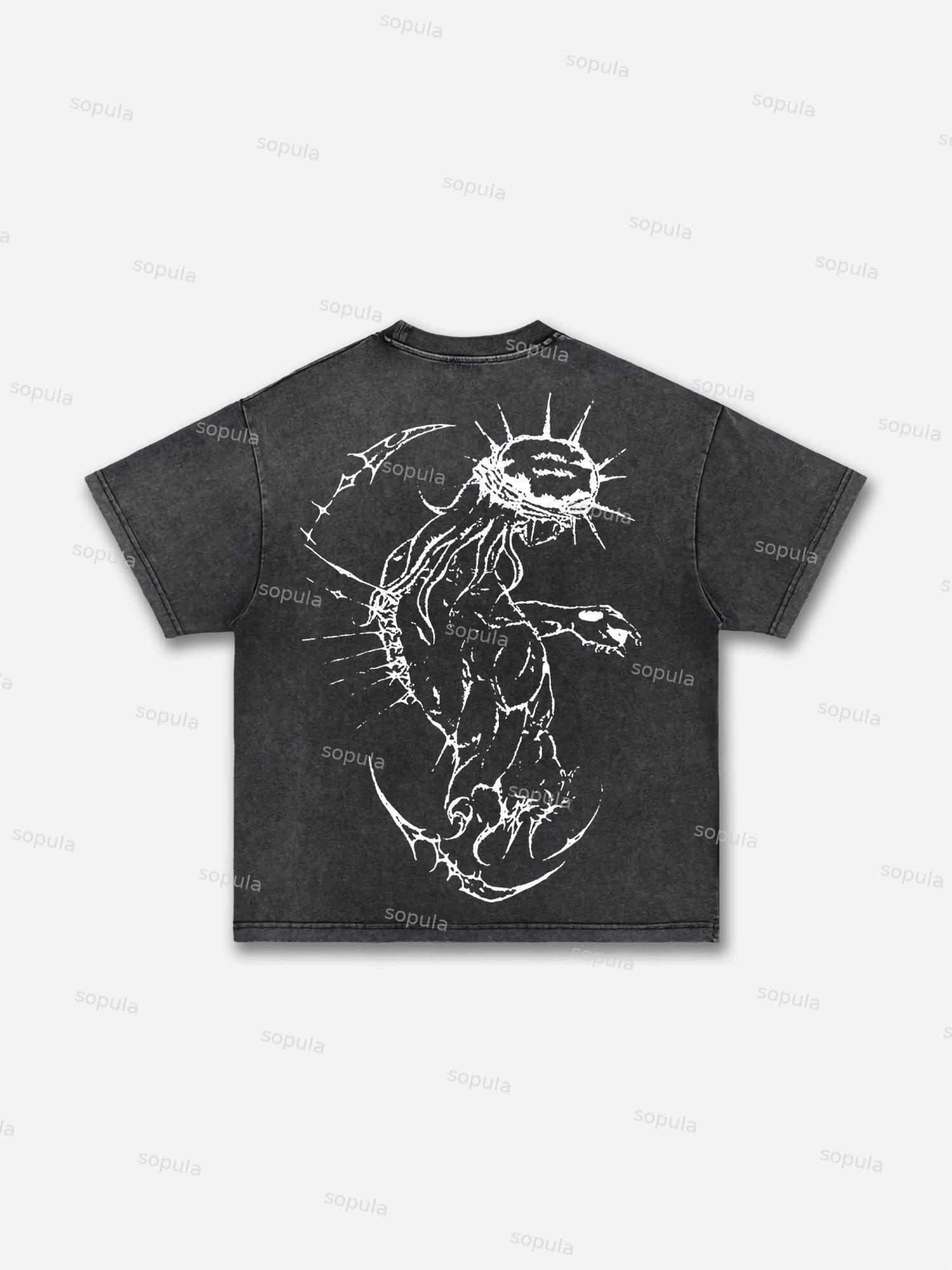 Cross Jesus Graphic Acid Wash T-shirt Product Image