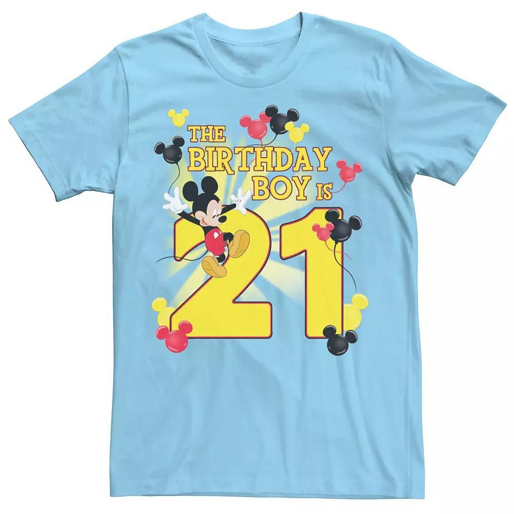 Disney's Mickey & Friends Men's 21 Year Old Birthday Boy Tee, Size: Small, Light Blue Product Image