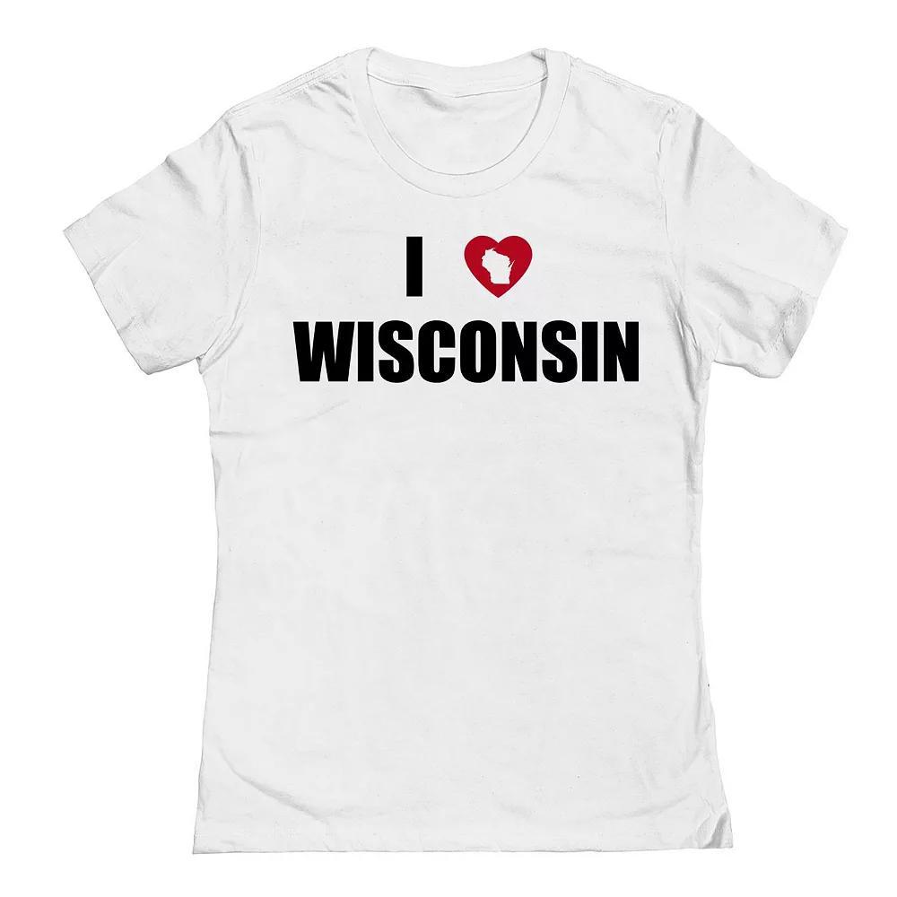 Junior's I Heart Wisconsin Graphic Tee, Women's, Size: Small, White Product Image