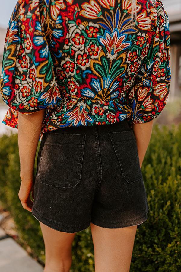 The Cora High Waist Shorts in Black Product Image