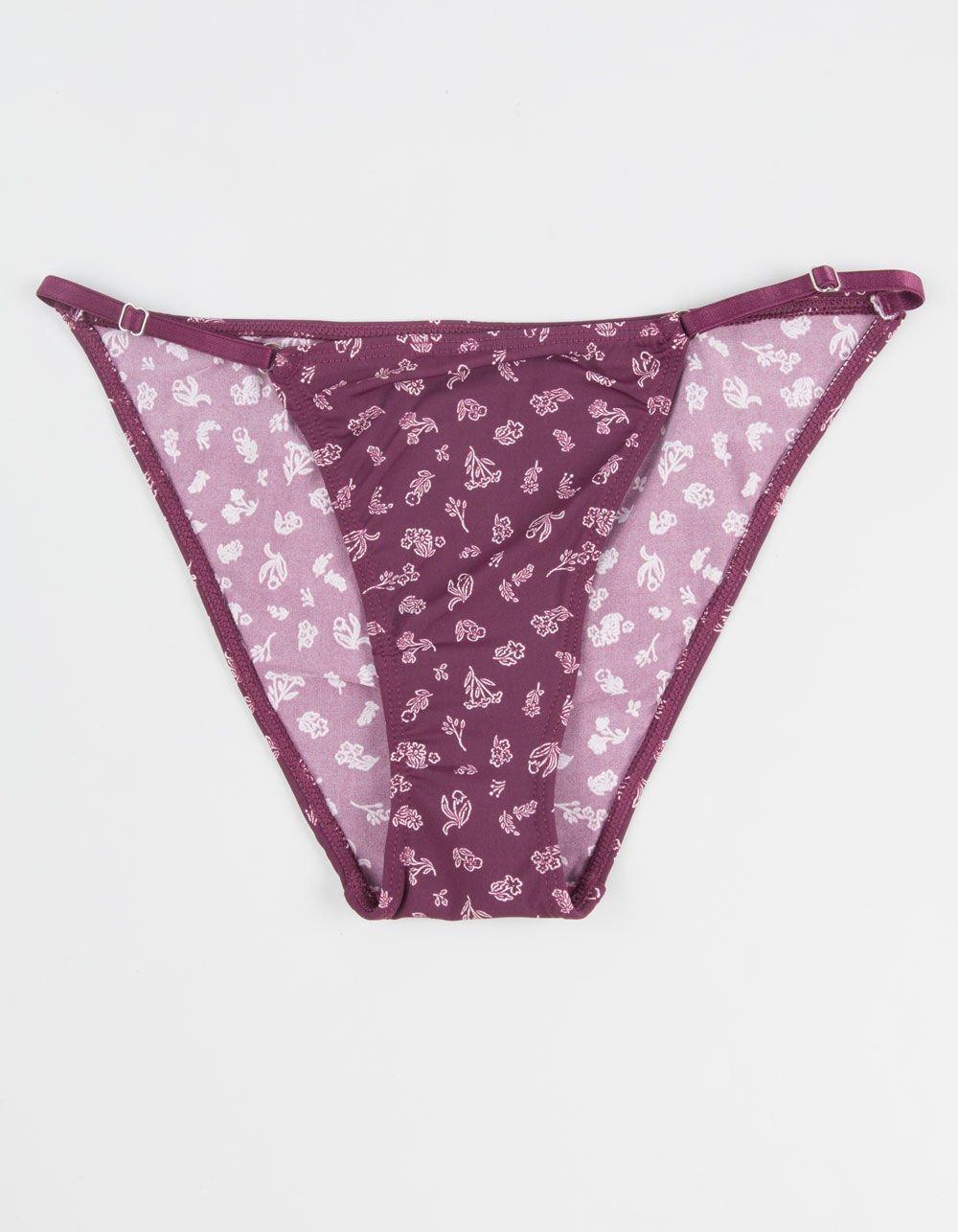 FULL TILT Micro Print Side Strap Bikini Panties - BURGUNDY COMBO Product Image
