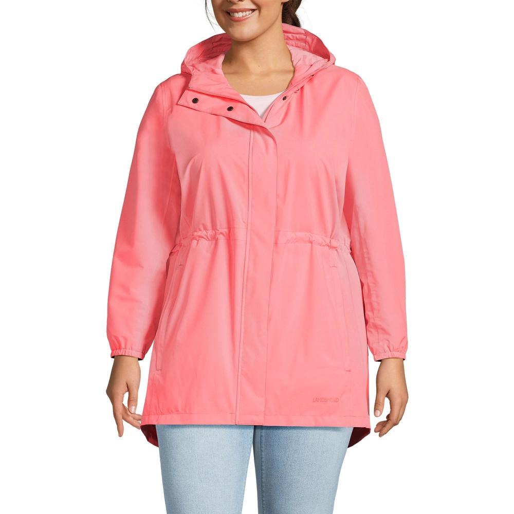 Plus Size Lands' End Hooded Packable Raincoat, Women's, Size: 1XL, White Product Image