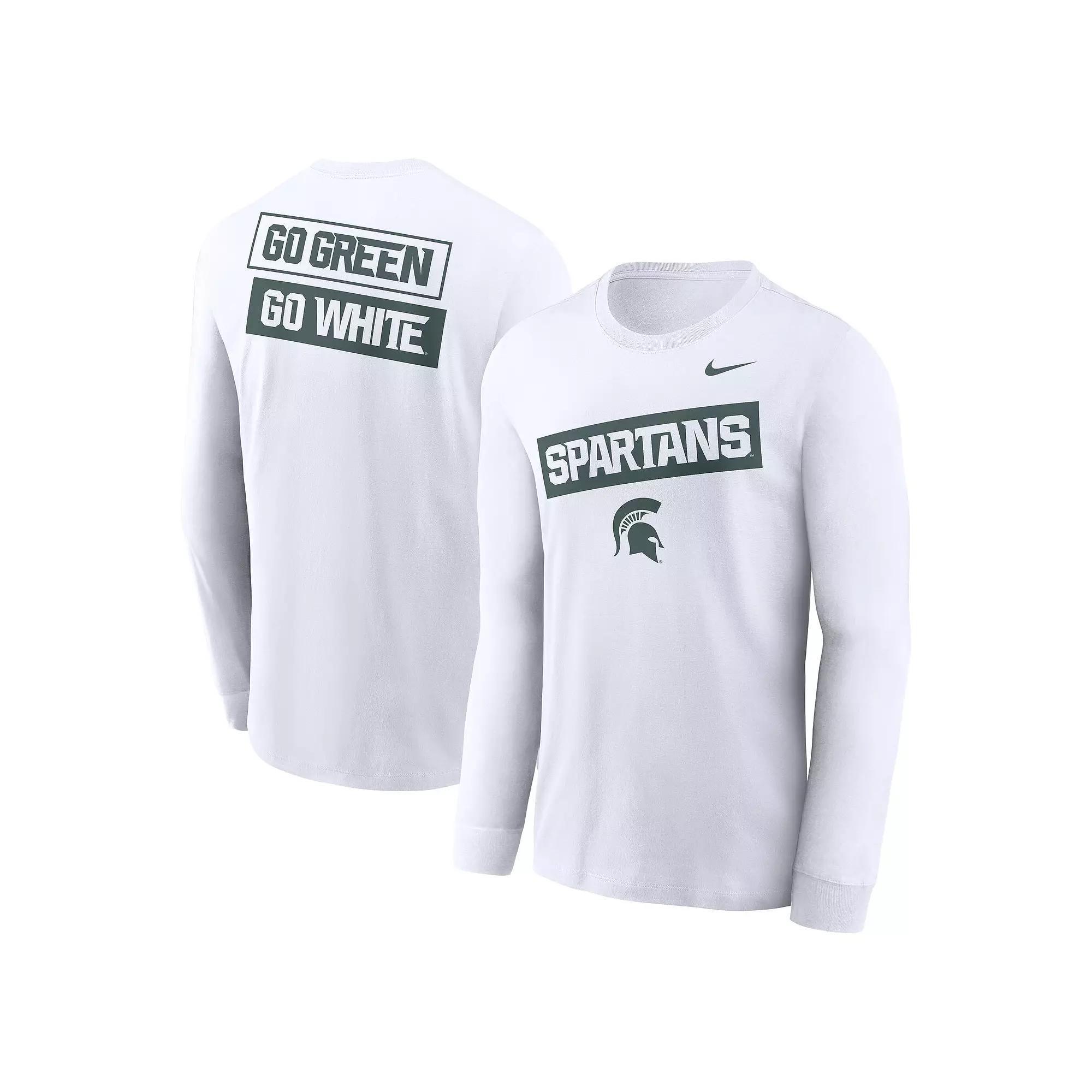 Men's Nike White Michigan State Spartans Two-Hit Classic Location Long Sleeve T-Shirt,  Product Image