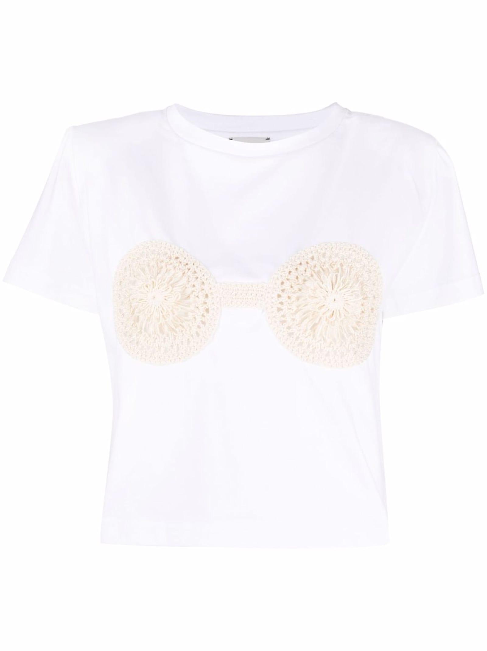 MAGDA BUTRYM Embroidered Cotton T-shirt In White Product Image