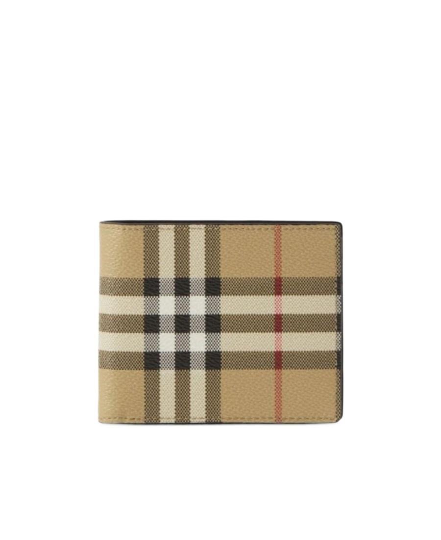 BURBERRY Check-print Bi-fold Leather Wallet In Green Product Image