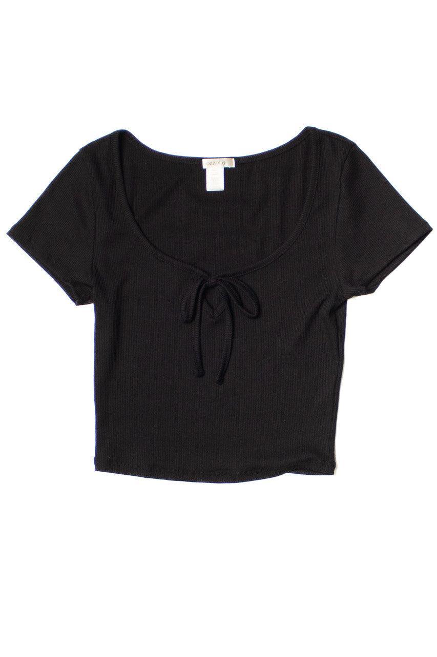 Black Tie Front Ribbed Tee Product Image