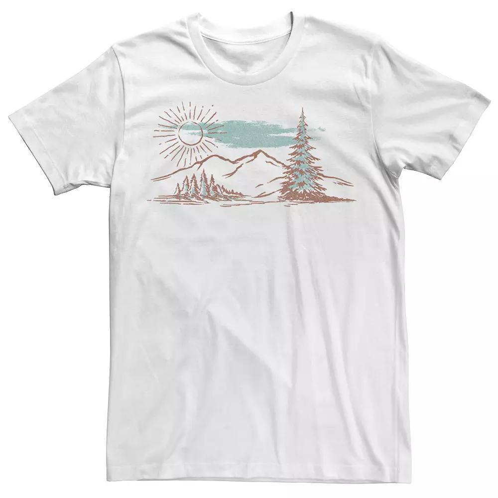 Men's Simple Line Drawn Mountain Scene Tee, Boy's, Size: XL, Black Product Image
