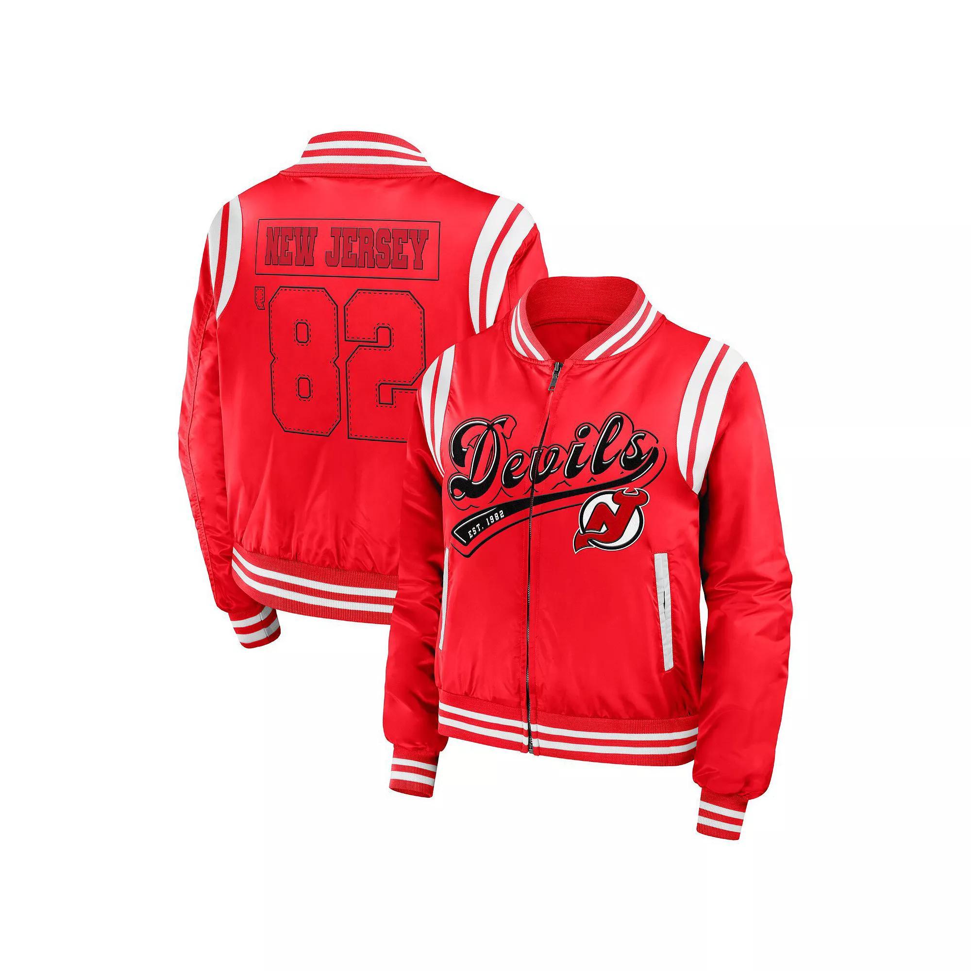 Women's WEAR by Erin Andrews Red New Jersey Devils Baller Full-Zip Bomber Jacket,  Product Image