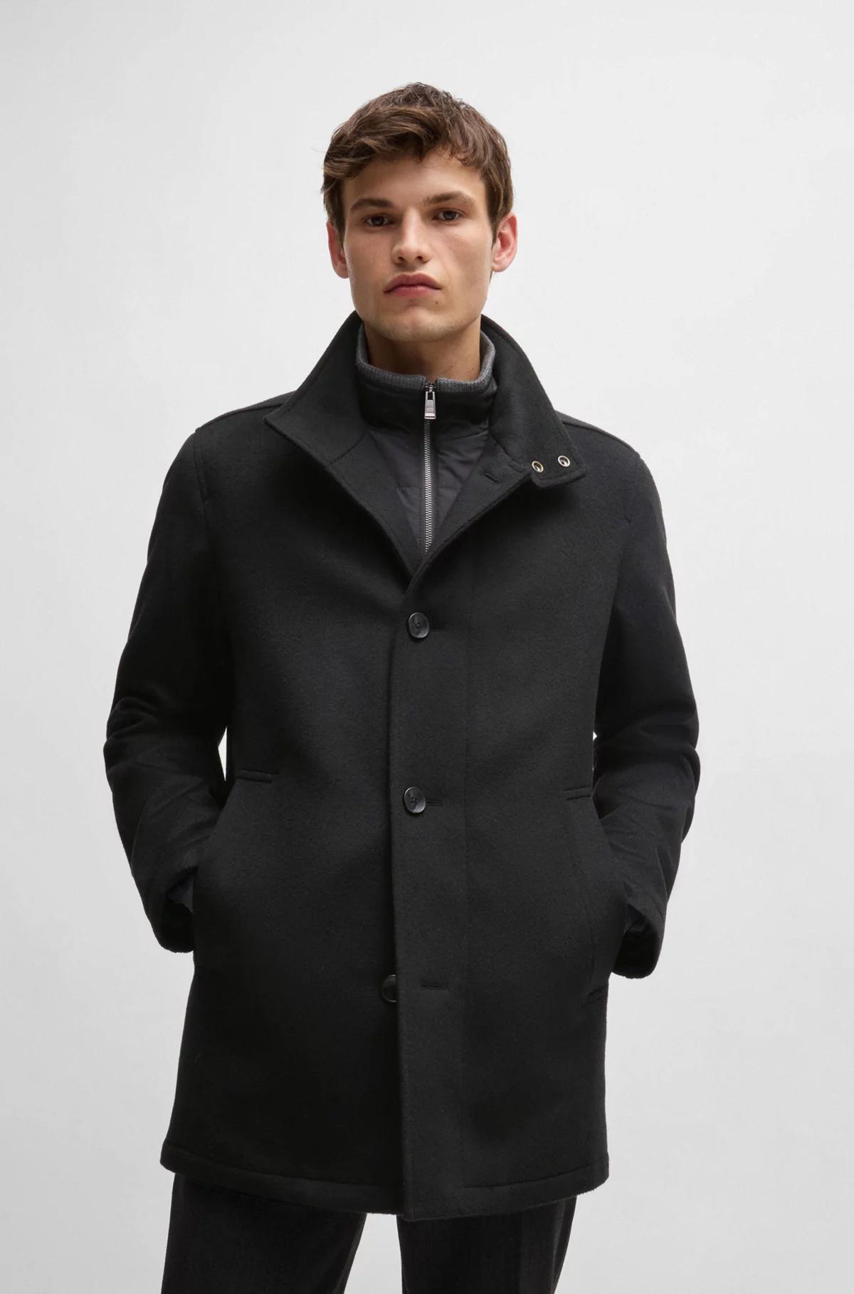 Boss Relaxed-Fit Short Coat in Virgin Wool and Cashmere Product Image