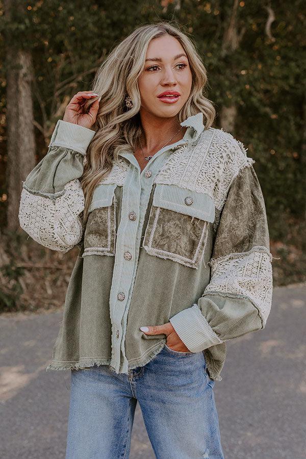 Boho Vibes Lightweight Chambray Jacket in Olive Product Image