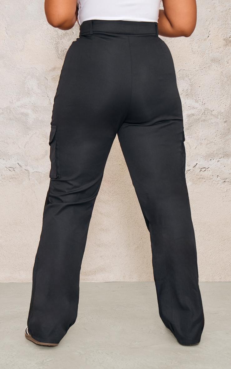 Plus Black Pocket Front Cargo Straight Leg Pants Product Image