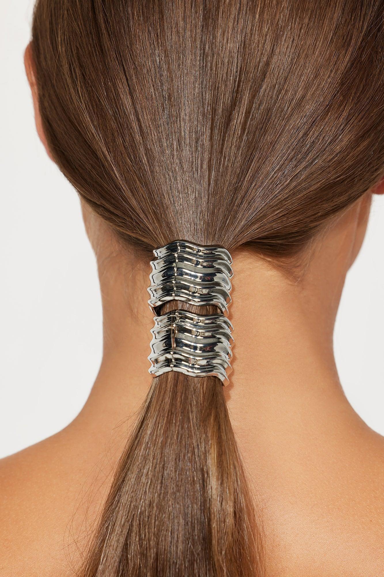 State Of The Art 2 Piece Scrunchie Set - Silver Product Image