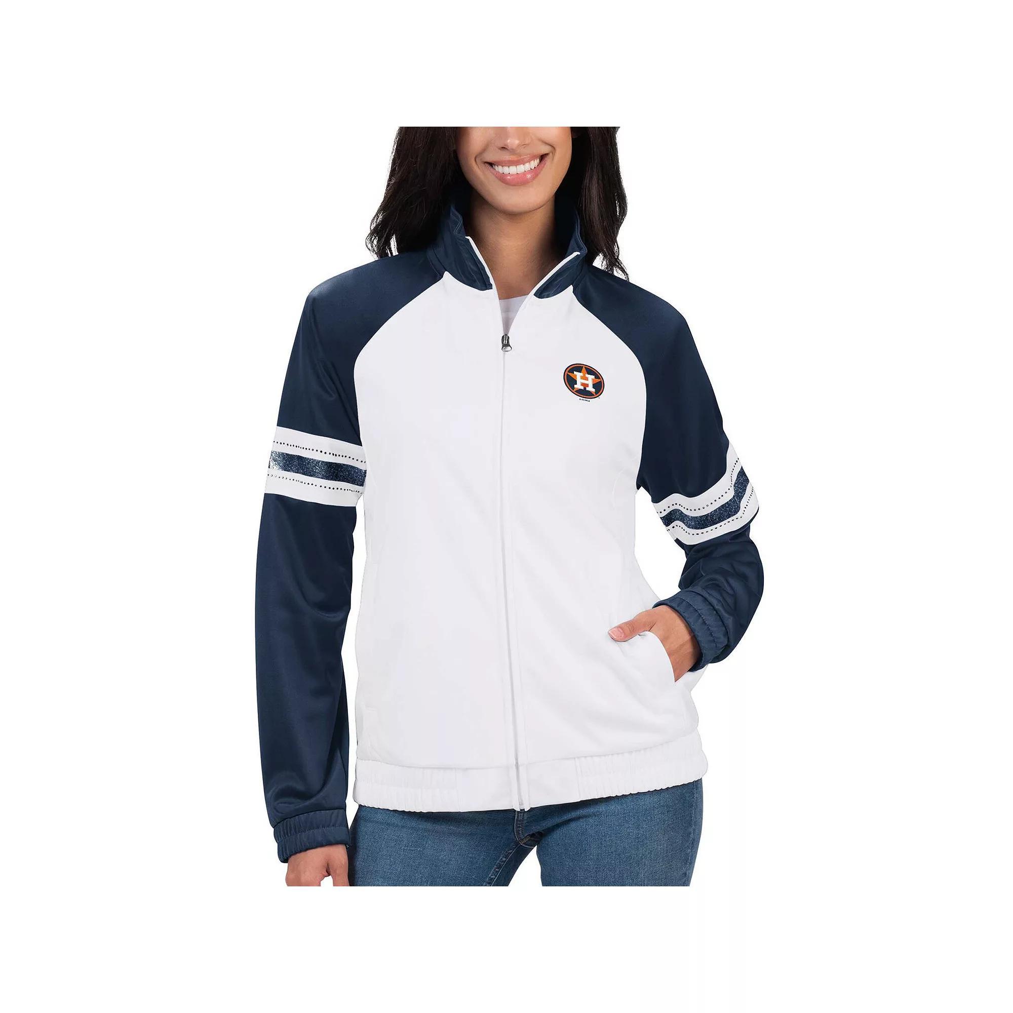 Women's G-III 4Her by Carl Banks White Atlanta Braves Show Up Raglan Full-Zip Track Jacket, Size: Medium Product Image