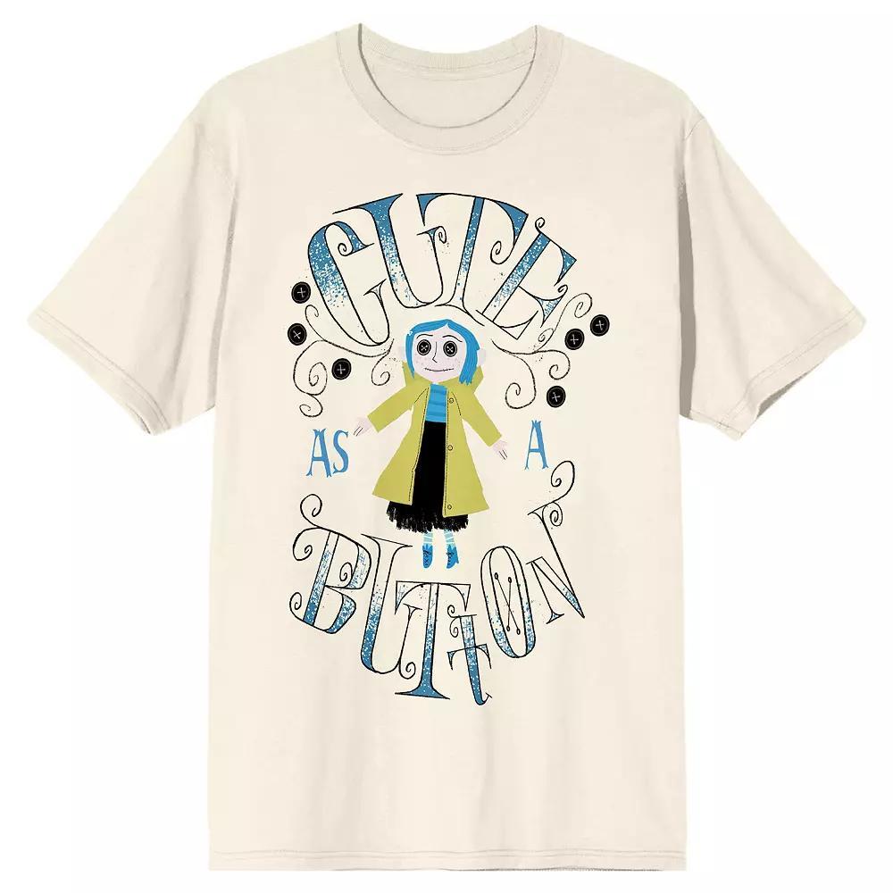 Men's Coraline Cute Button Short Sleeve Graphic Tee,  Product Image