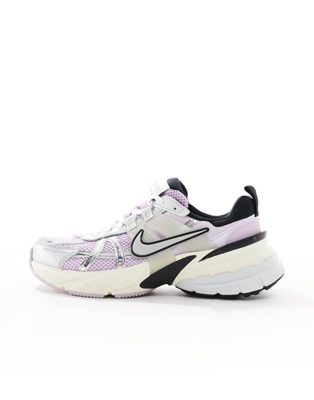 Nike V2K Run sneakers in silver and grape Product Image