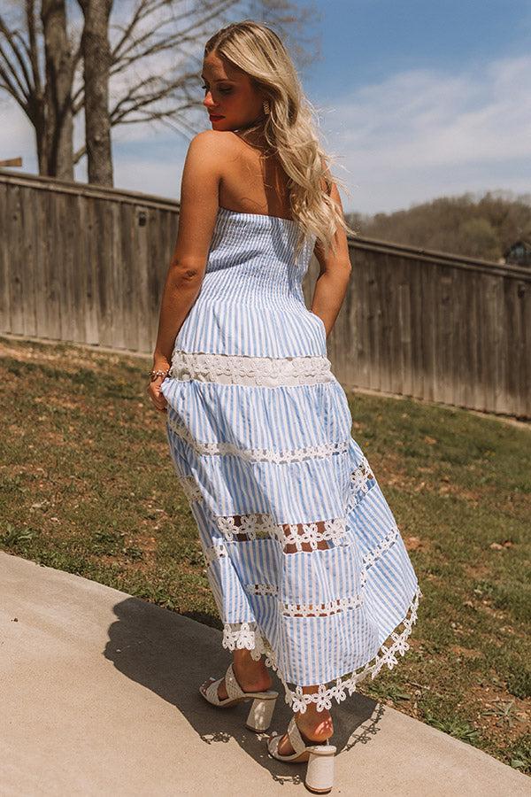 Seaside Sonata Stripe Midi Dress in Sky Blue Product Image