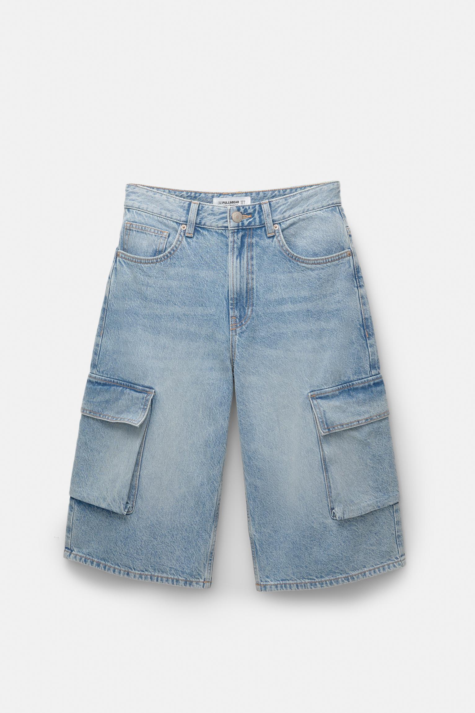 Denim cargo Bermuda shorts Product Image