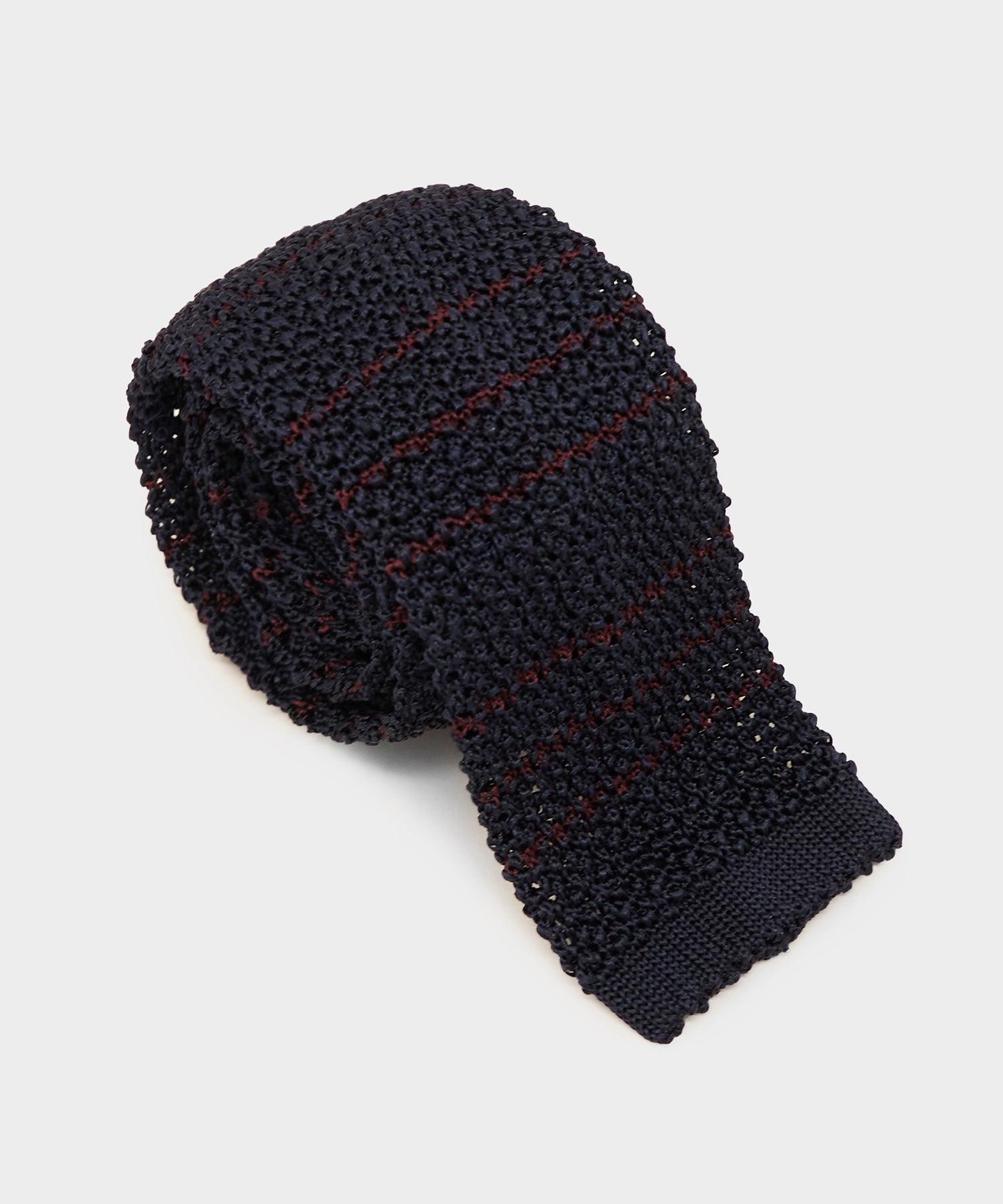 Italian Silk Knit Tie in Red Stripe Product Image