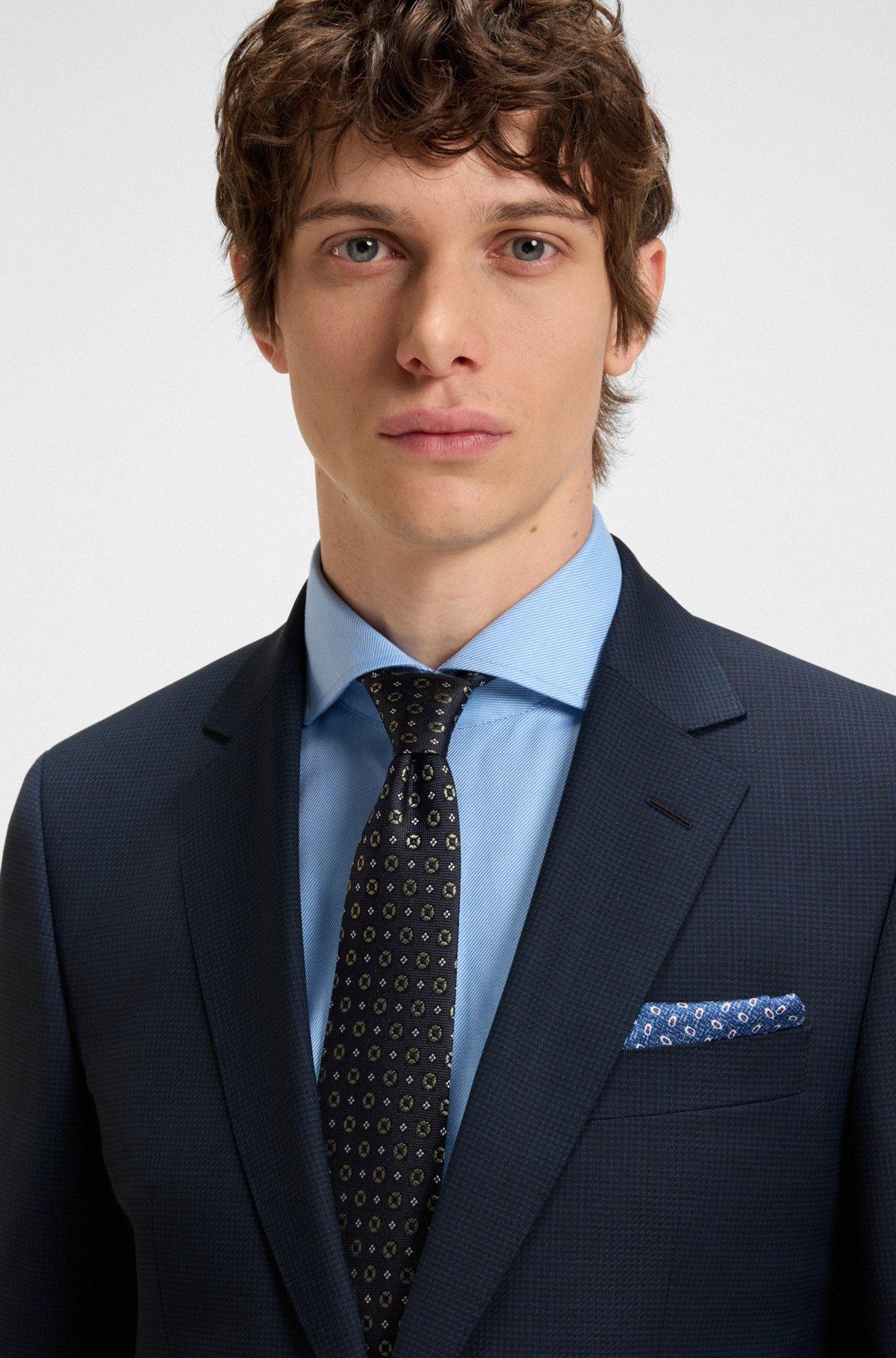 BOSS - Slim-fit suit in micro-patterned wool - Dark Blue Product Image