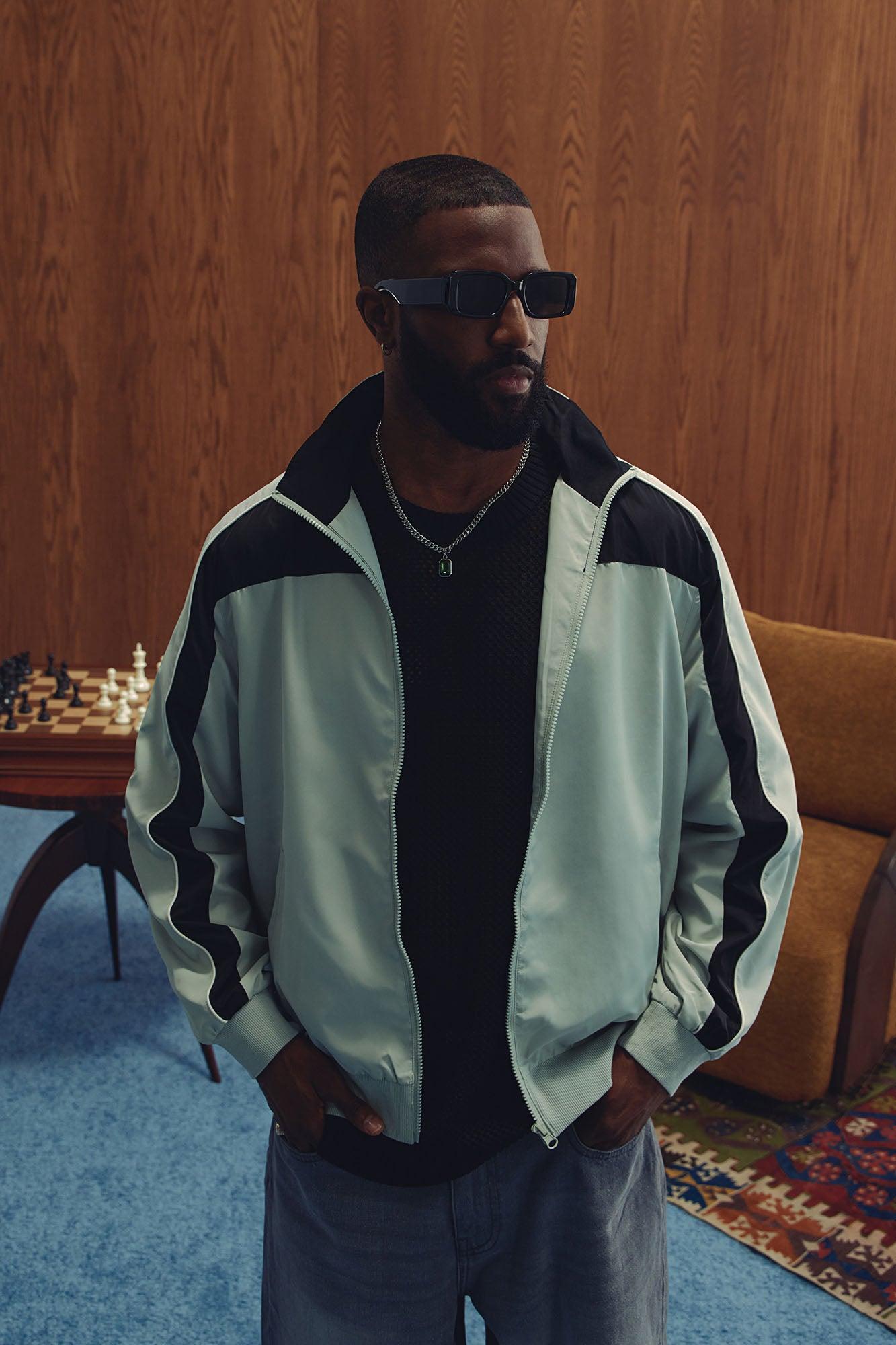 Lightweight Paneled Track Jacket - Sage/combo Product Image