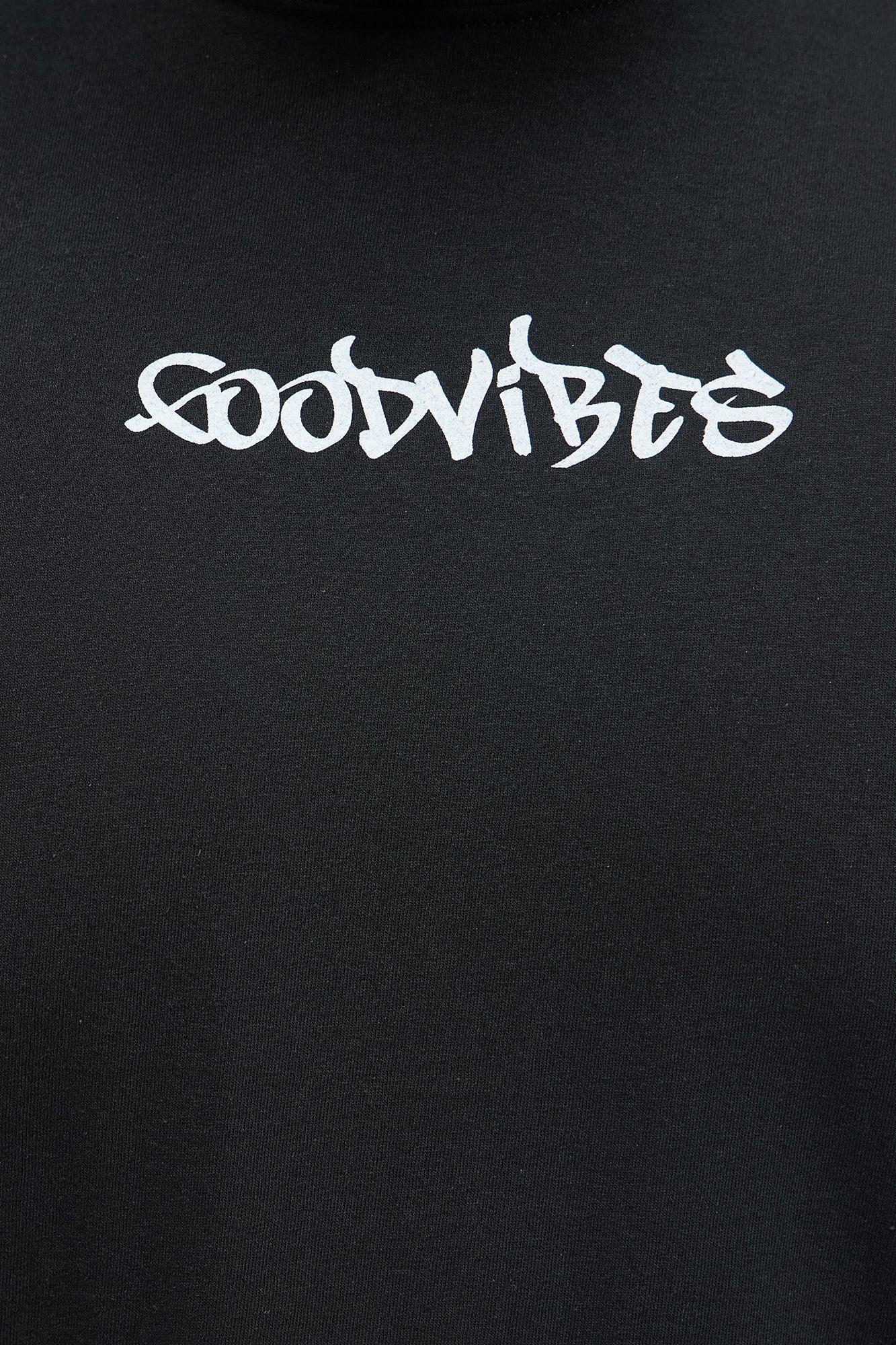 Good Vibes Broken Heart Short Sleeve Tee - Black Product Image