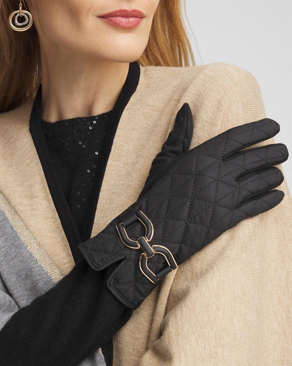 Faux Suede Quilted Gloves Product Image