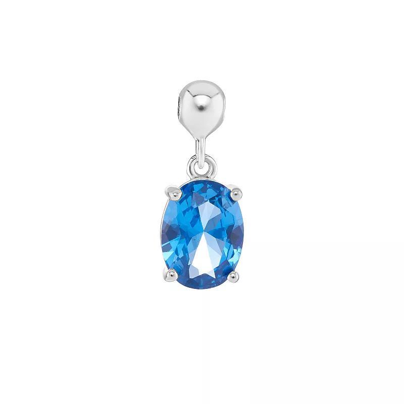 PRIMROSE Sterling Silver Oval Cubic Zirconia Sliding Charm, Womens, Sterling March Product Image