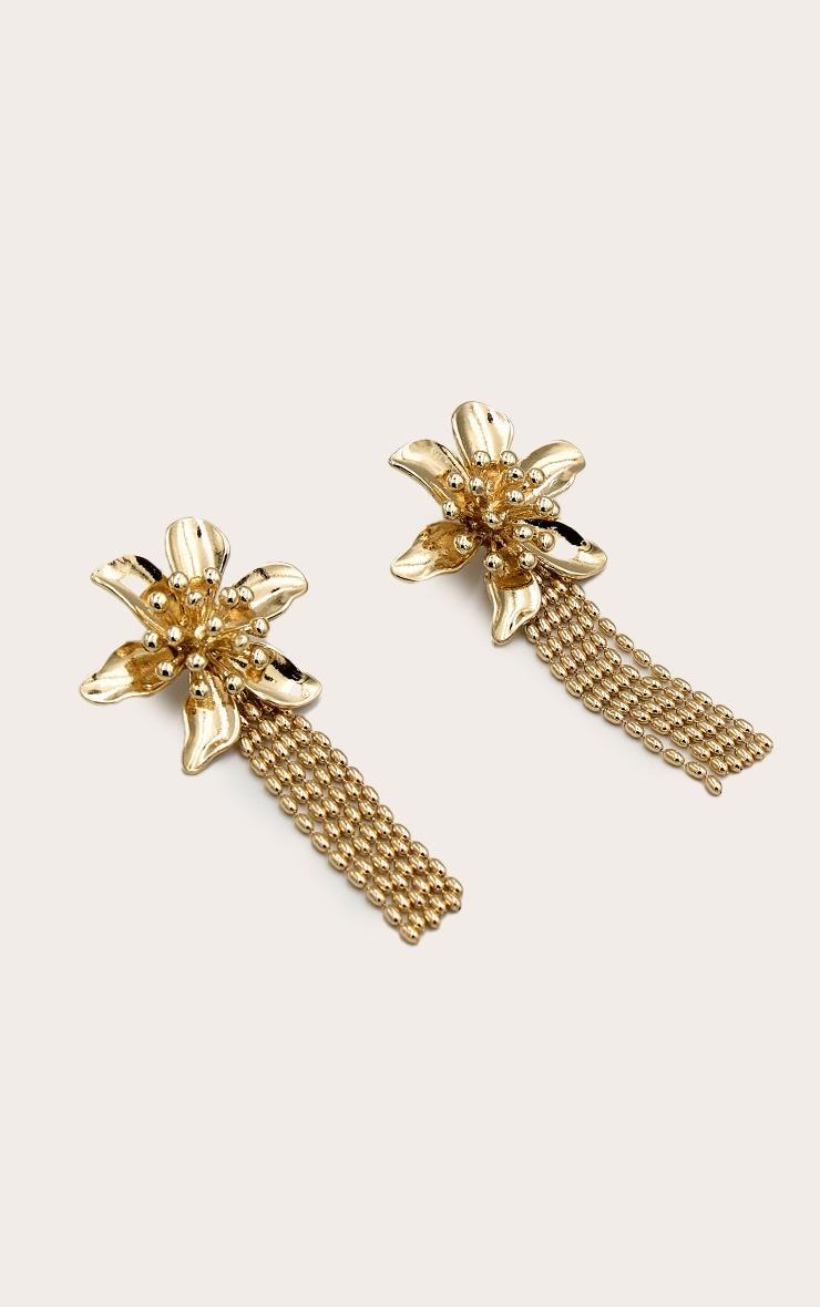 Gold Detail Flower Drop Statement Earrings Product Image
