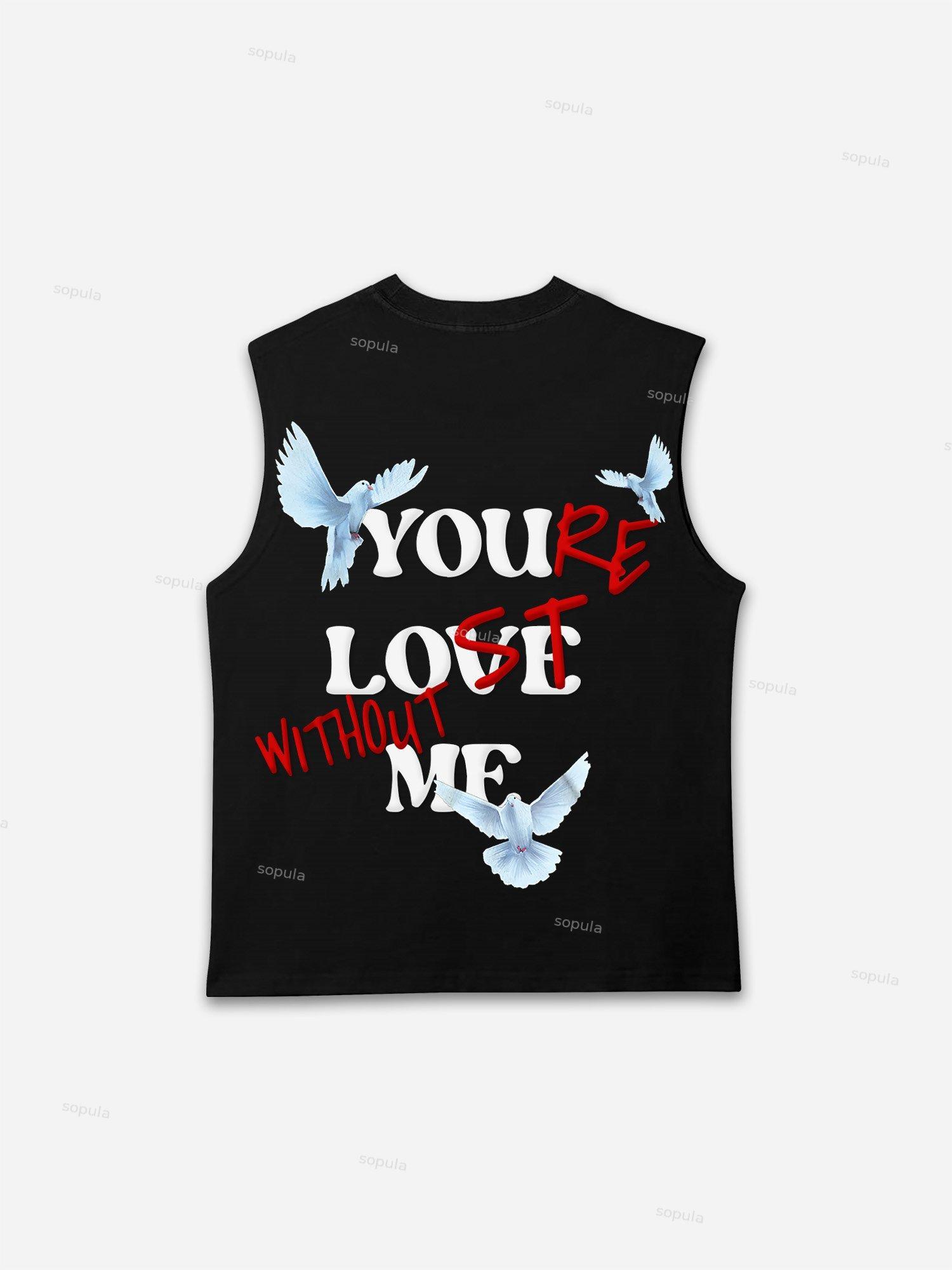 Sopula Peace Dove You're Lost Without Me Graphic Sleeveless Tank Top Product Image