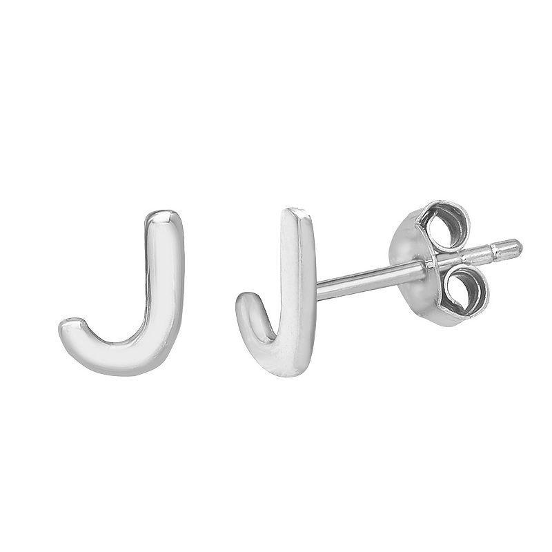 PRIMROSE Sterling Silver Initial Stud Earrings, Womens, Silver Tone C Product Image