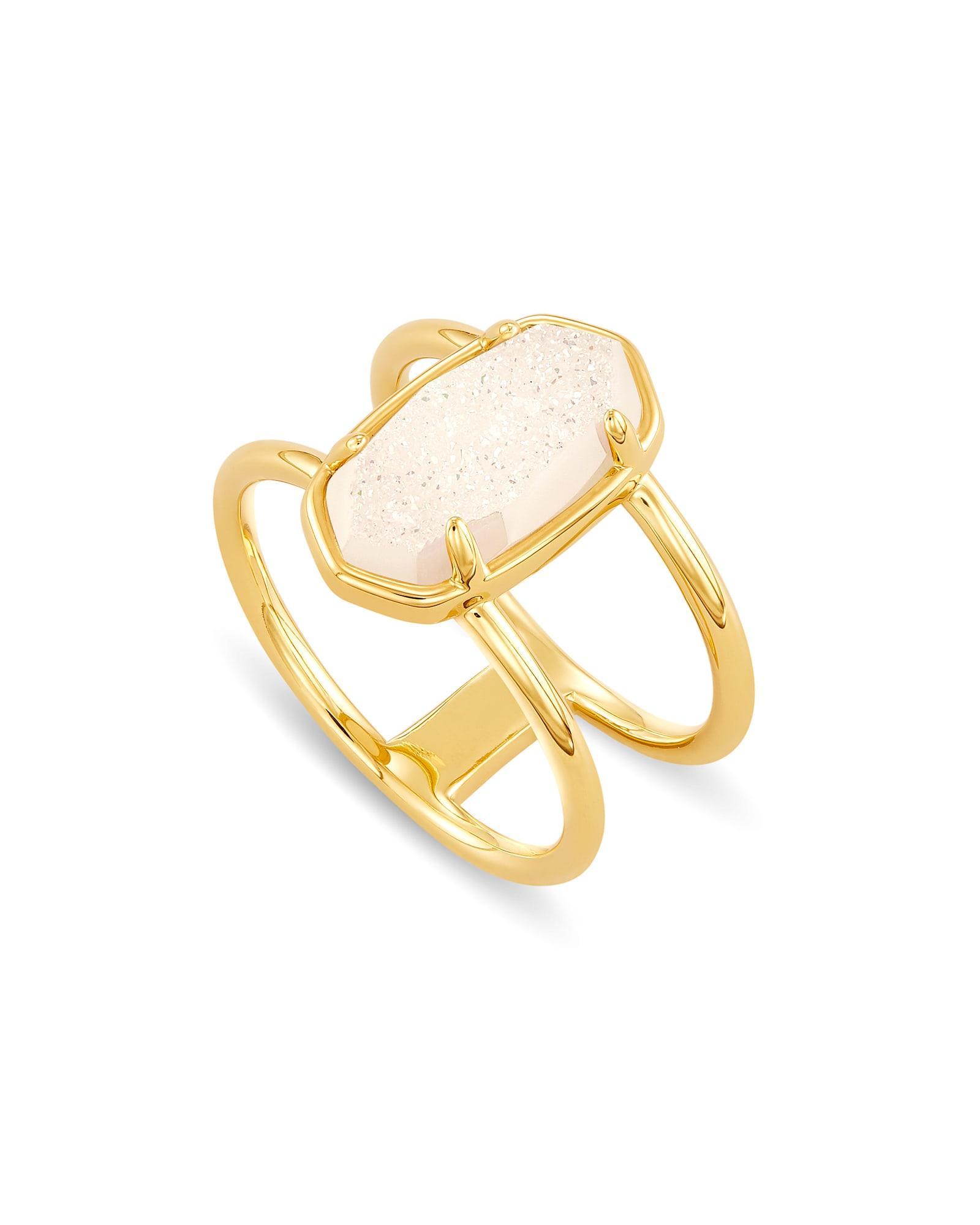 Elyse 18k Gold Vermeil Double Band Ring in Iridescent Drusy Product Image