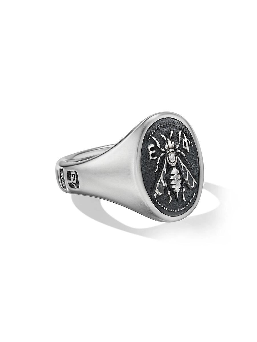 Mens Petrvs Bee Signet Ring in Sterling Silver, 19MM Product Image