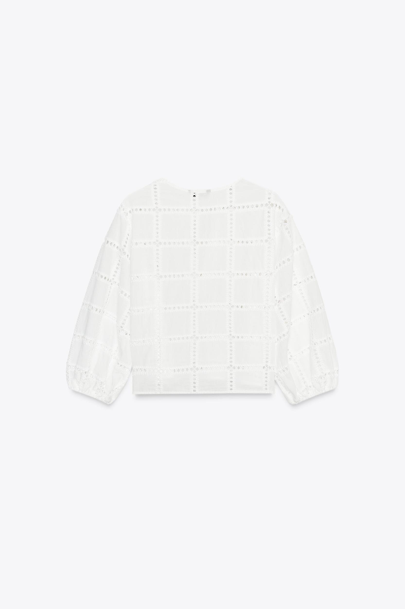 EMBROIDERED EYELET SHORT BLOUSE Product Image