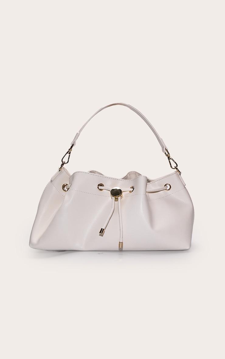 Cream Soft PU Drawstring Shoulder Bag Product Image
