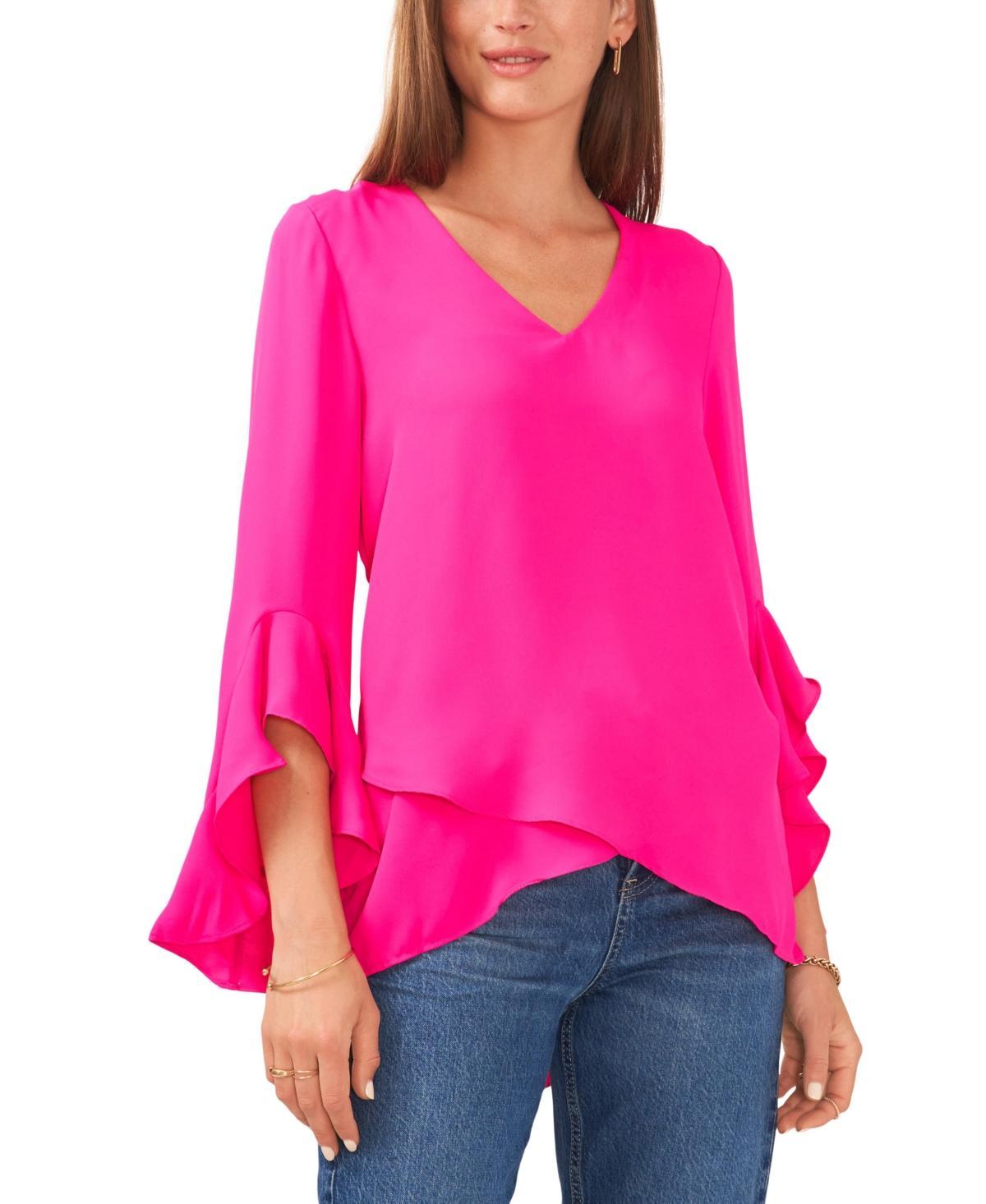 Vince Camuto 34 Flutter Sleeve V-Neck Crisscross Front Tunic Product Image